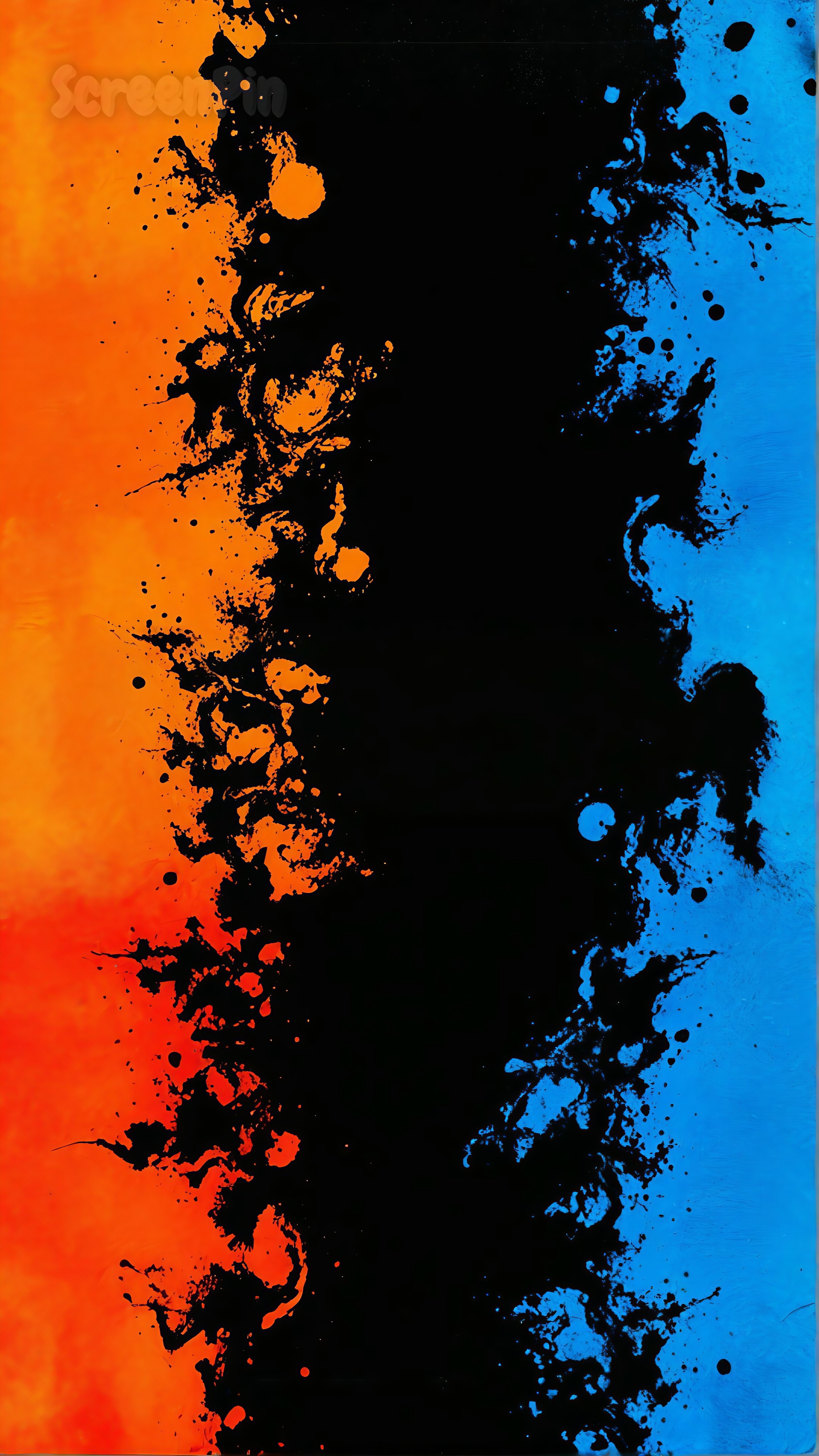 Azure Orange Black Abstract Painting - Art Digital Wallpaper