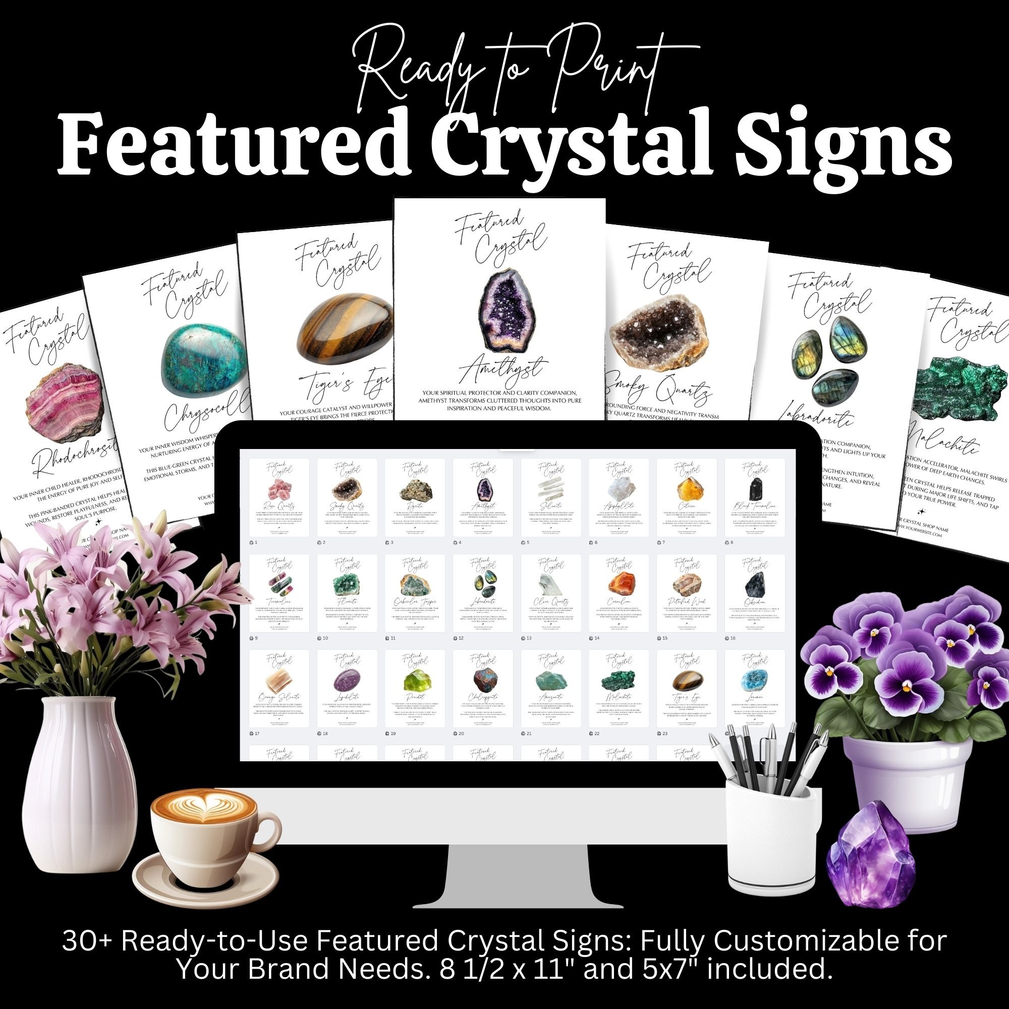 Featured Crystal Sign Pack - 2 Sizes Canva Template - Payhip