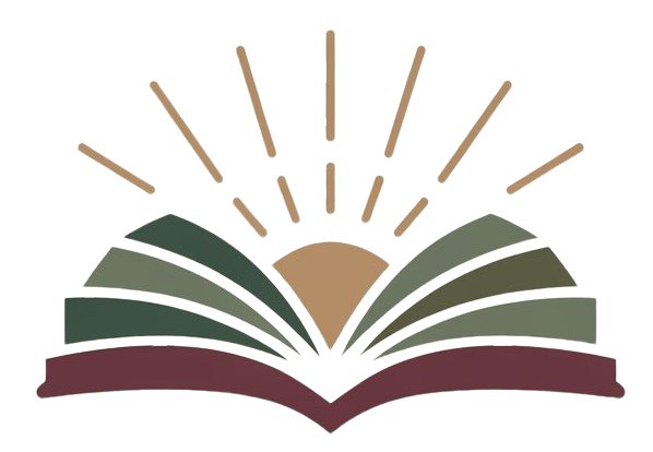logo of sun rising over open book