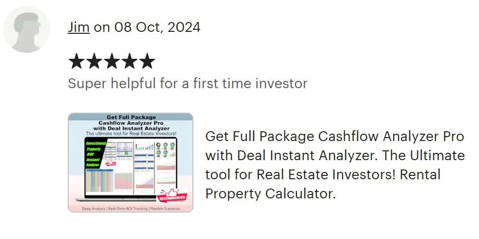 Get Full Package Cashflow Analyzer Pro with Deal Instant Analyzer. The Ultimate tool for Real Estate Investors! Rental Property Calculator.
