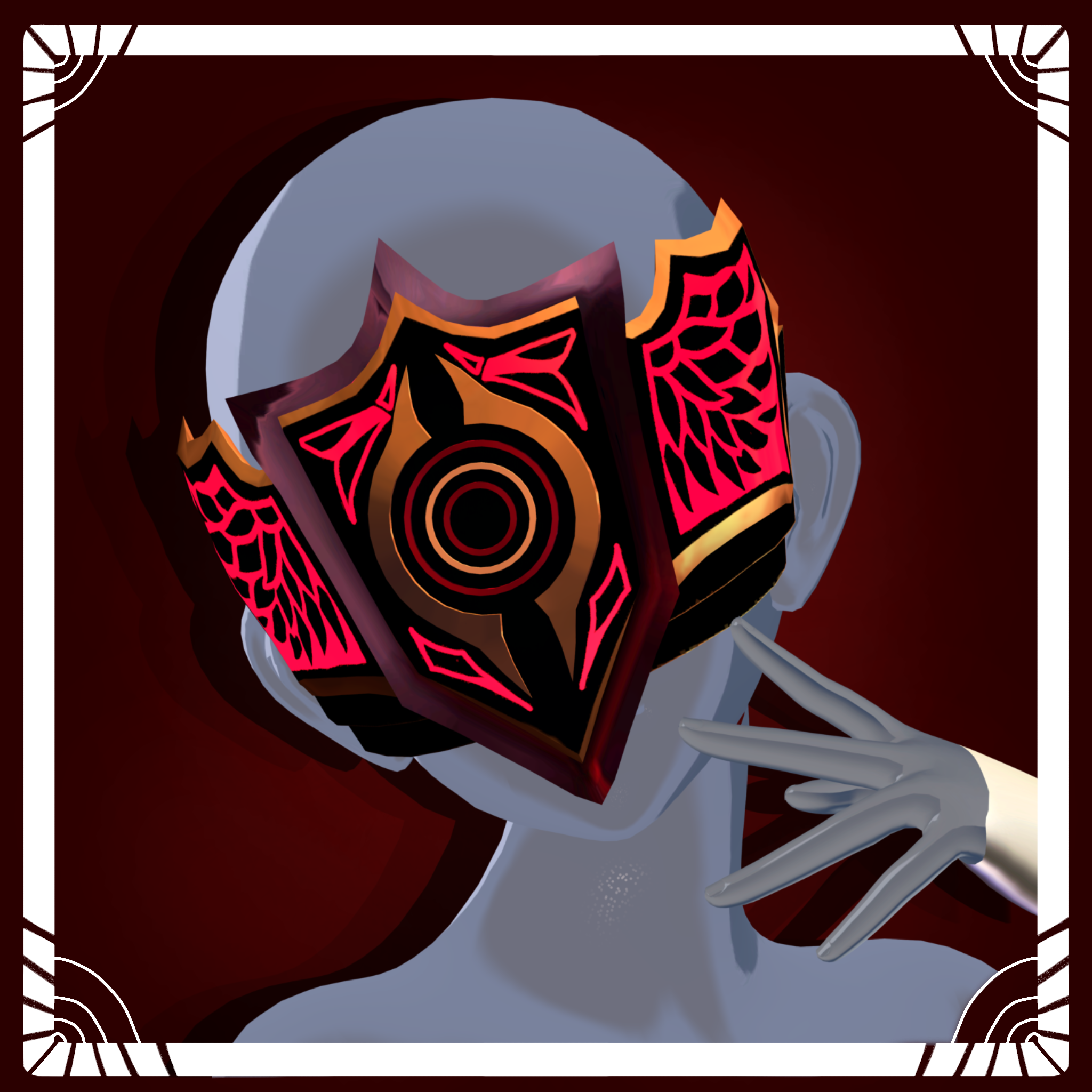 Angelic wearable asset presented in a dark VRChat product scene