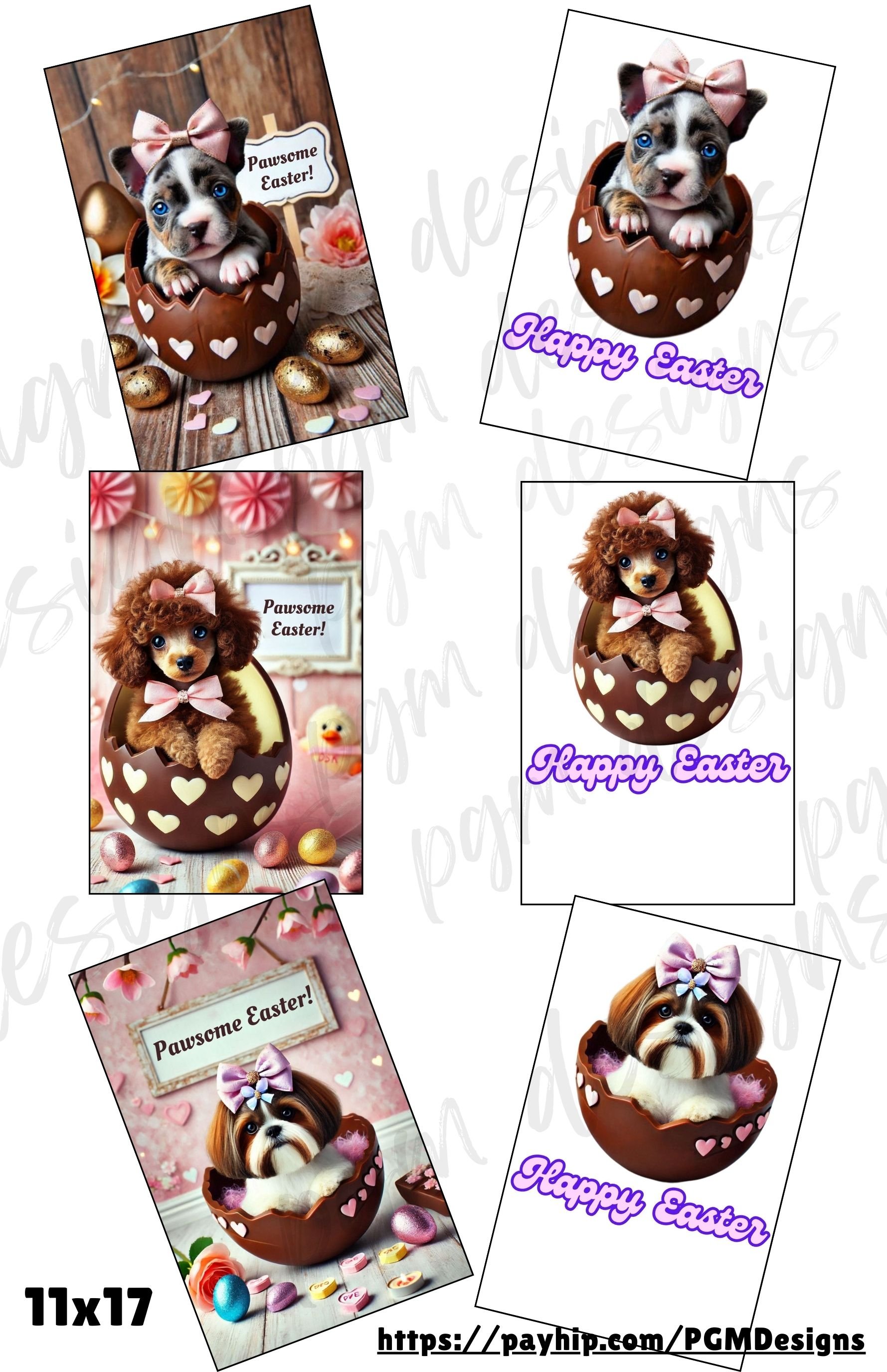 Cute Puppy Easter Card Bundle Instant Download Jumbo 11x17 Prints - Payhip