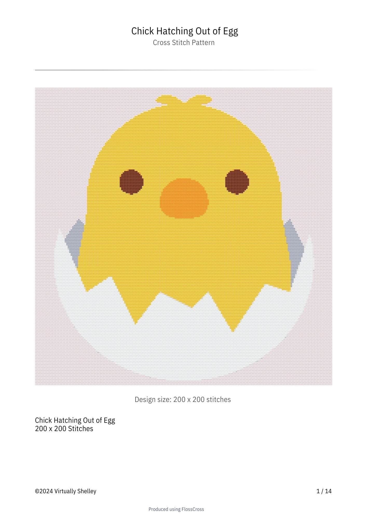 🐣 Chick Hatching Cross Stitch Pattern | Cute Baby Bird Design | 2 Sizes ...
