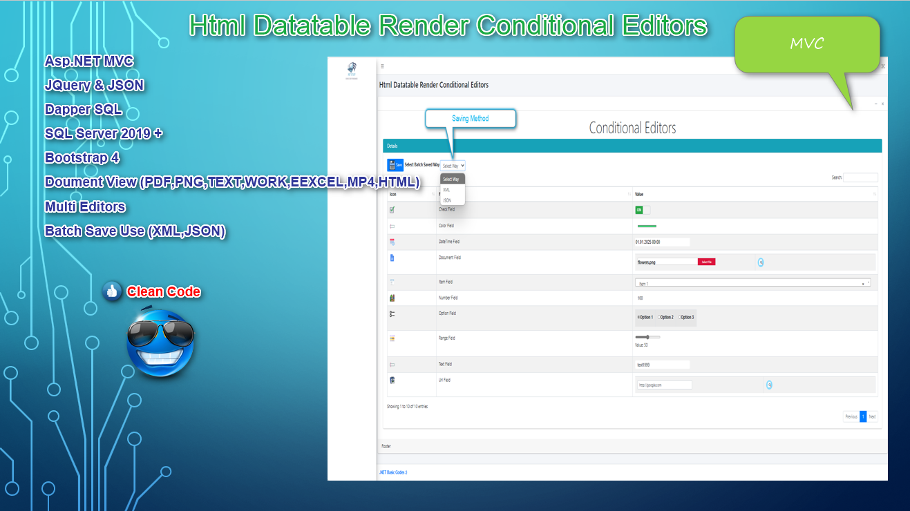 Html Datatable Render Conditional Editors