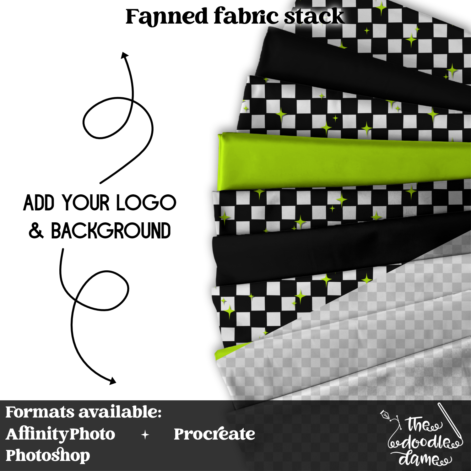 Fanned fabric stack mockup - multiple formats
