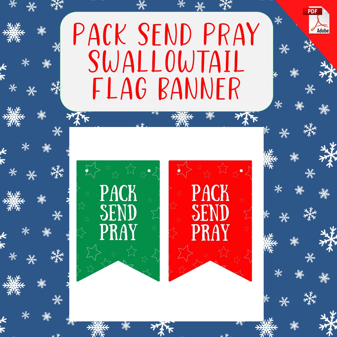 Pack Send Pray Swallowtail Flag Banner