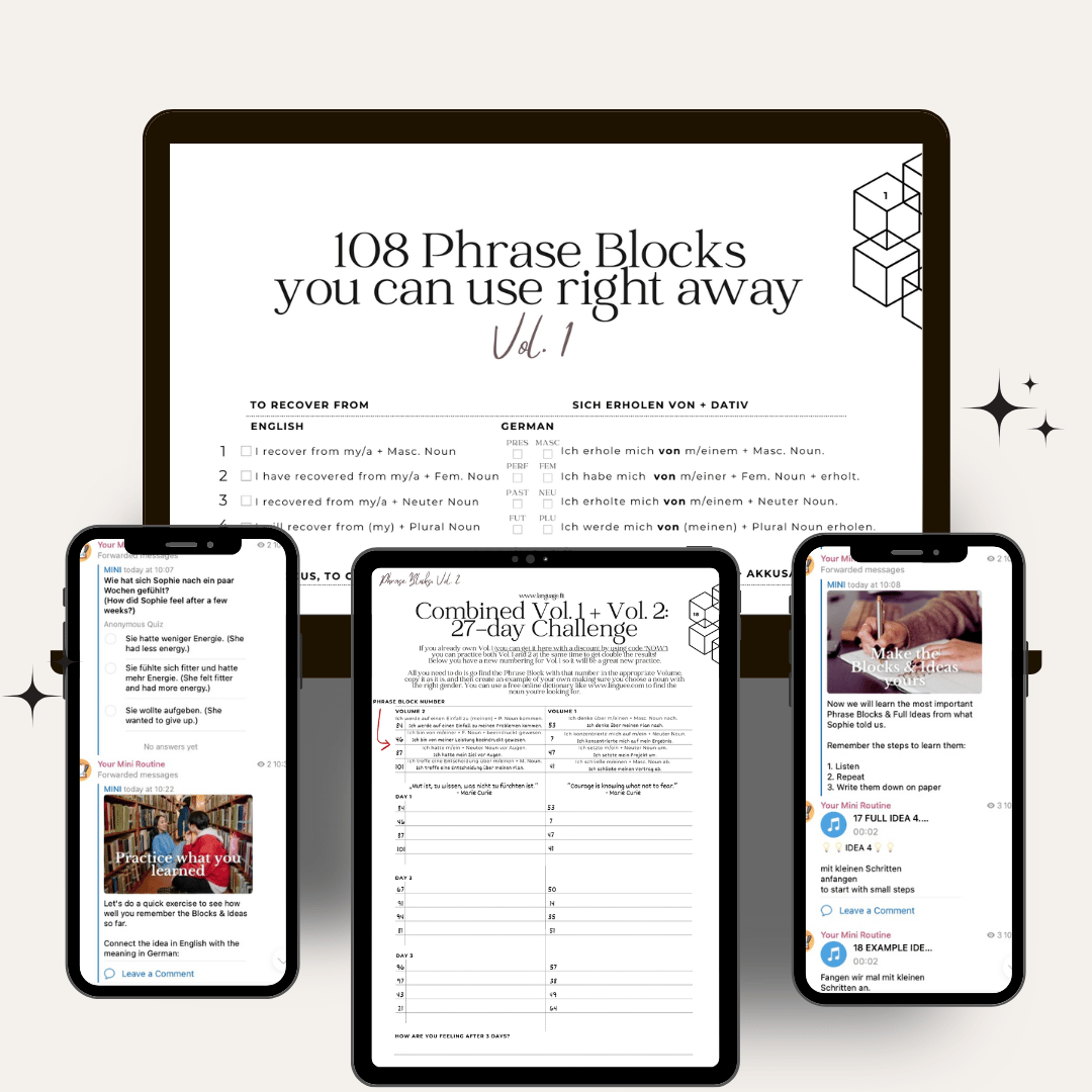 Express full ideas in German: Phrase Block Bundle of Vol. 1 Vol. 2: 216 ...