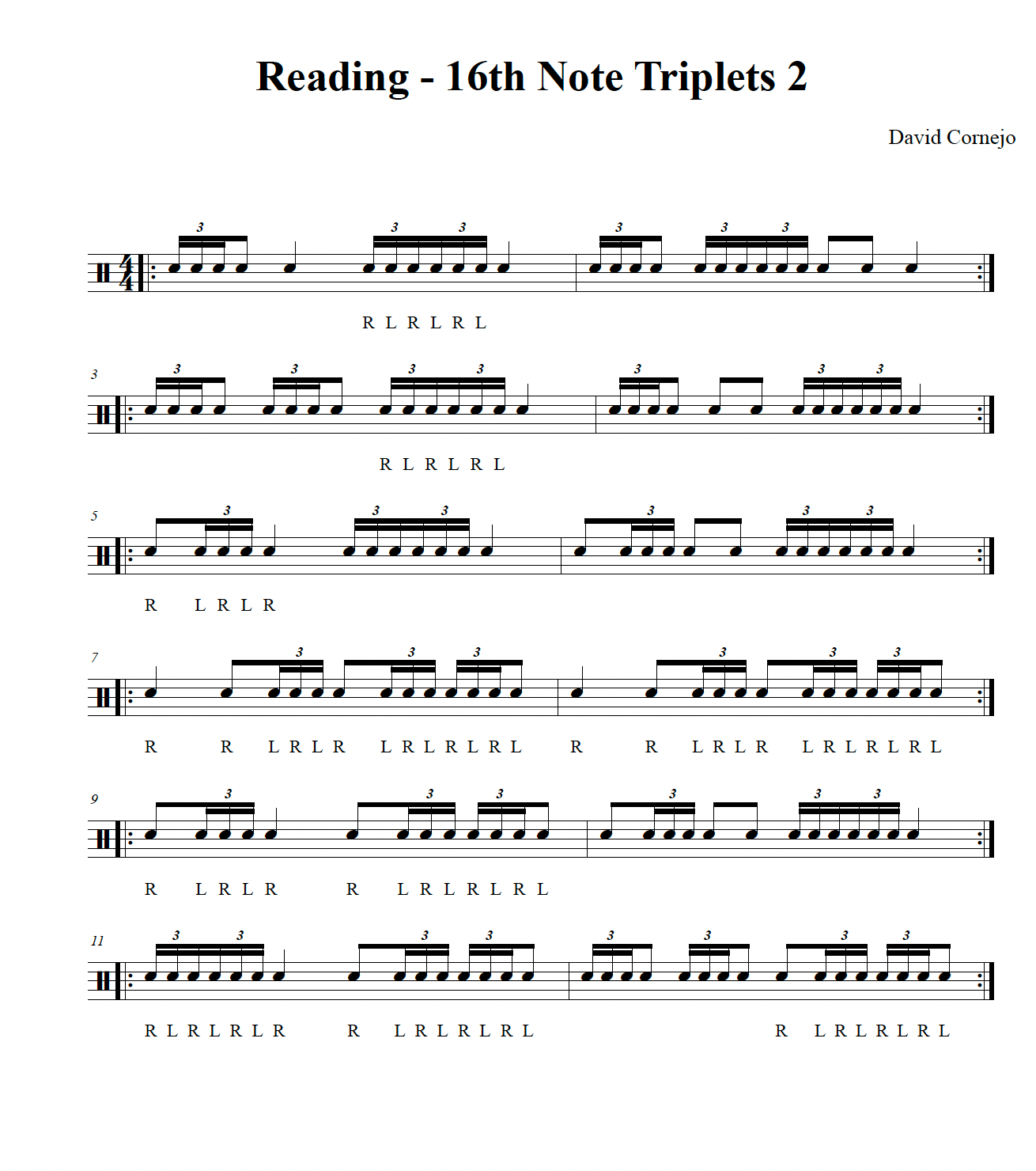 Snare Drum Reading - 16th Note Triplets and 32nd Notes (10 PDFs) - Payhip