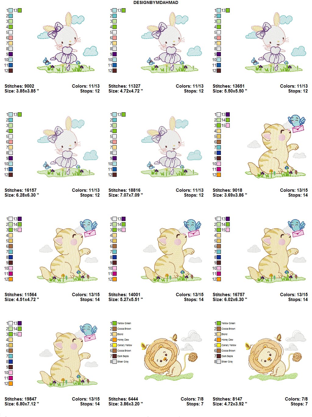 Embroidery Designs, Machine Embroidery, Embroidery file, Embroidery pattern, Embroidery Bundle, cat Embroidery, kitten Embroidery, elephant Embroidery, lion Embroidery, bear Embroidery, fox Embroidery, Rabit Embroidery, Butterfly Embroidery