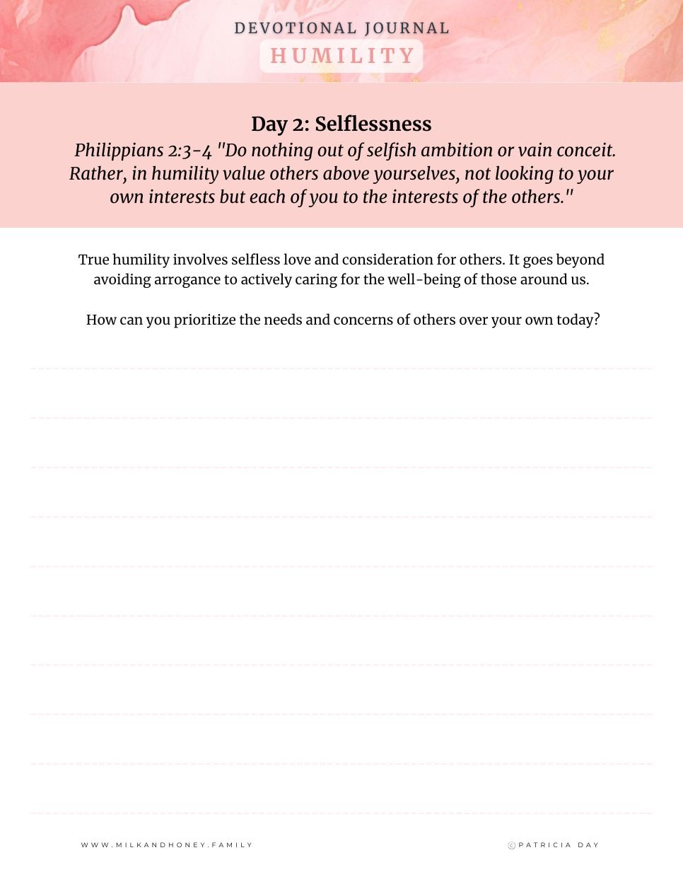 Practicing Humility Sample Page