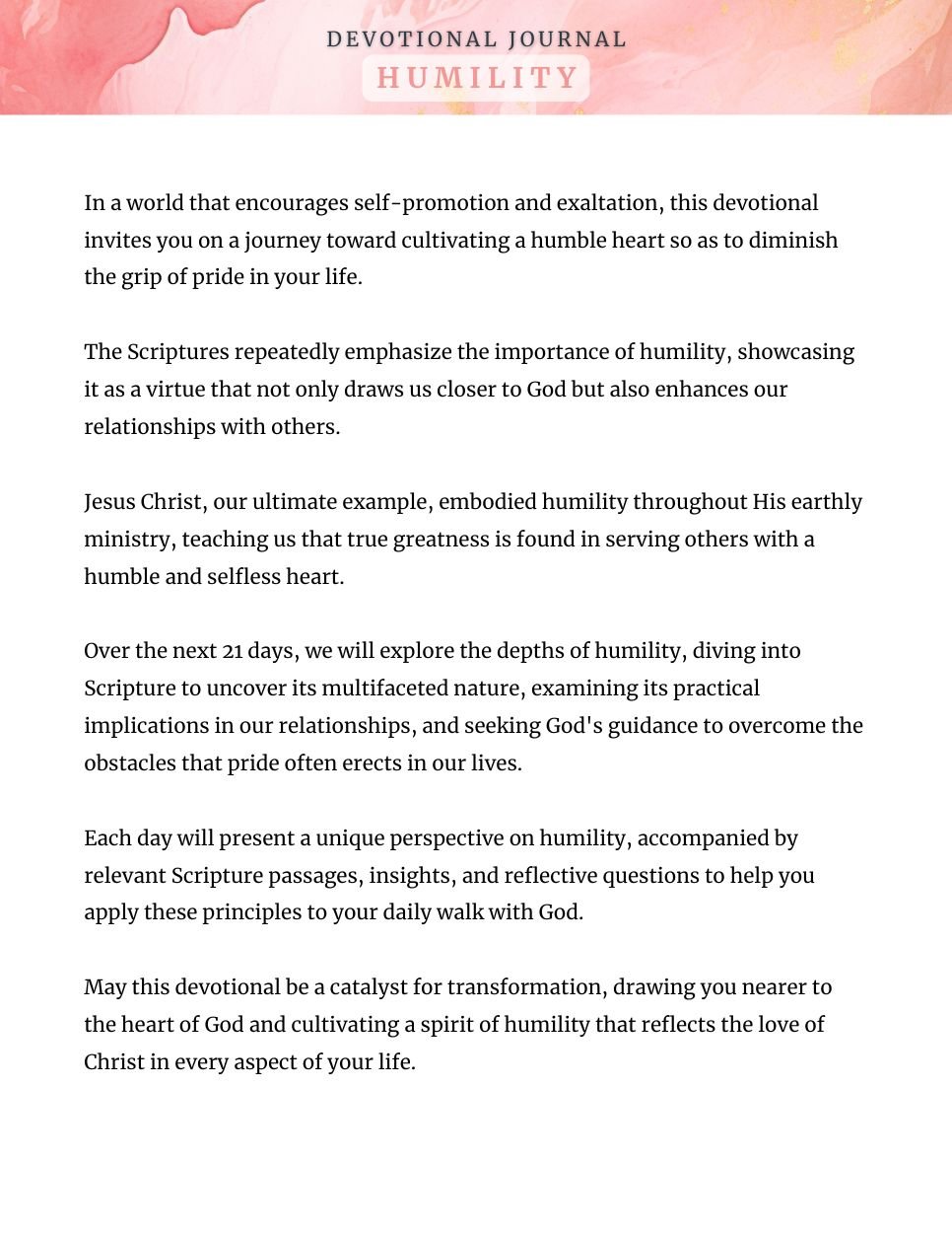 Practicing Humility Intro Page