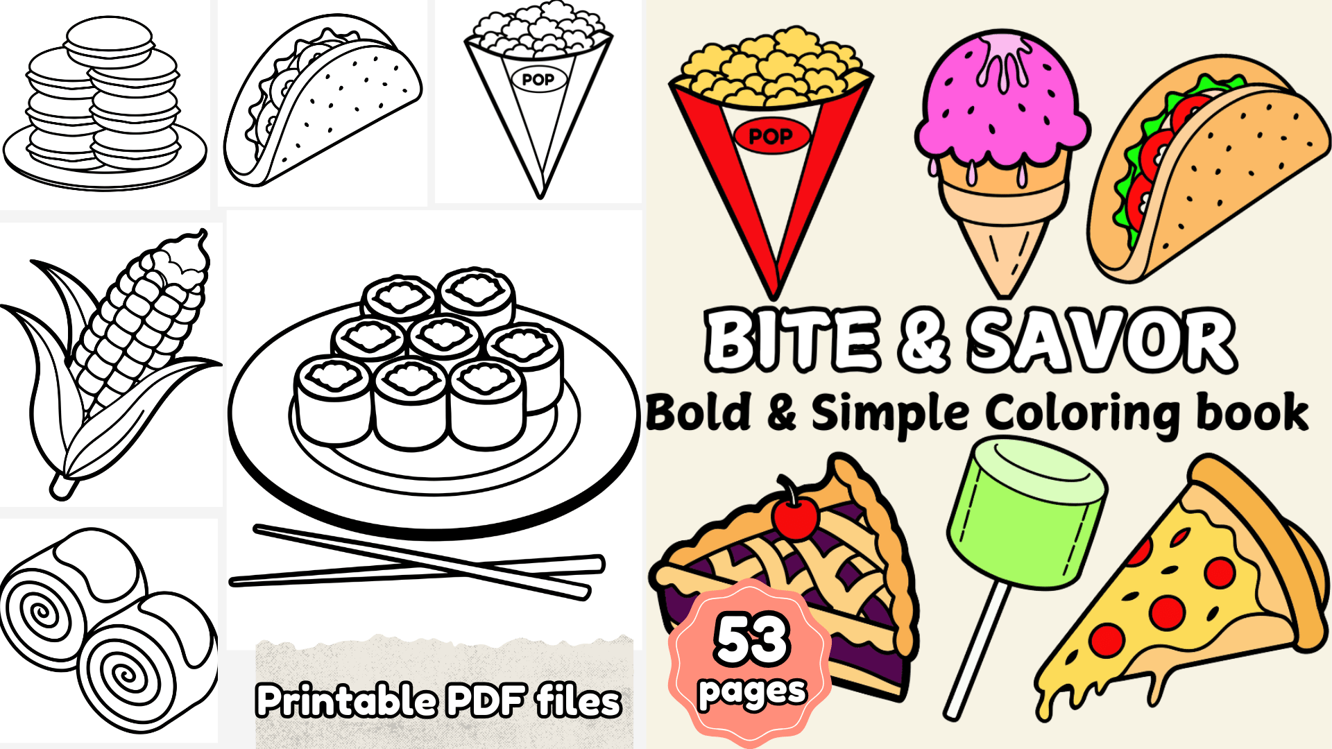 Bite & savor Printable coloring pages - Payhip
