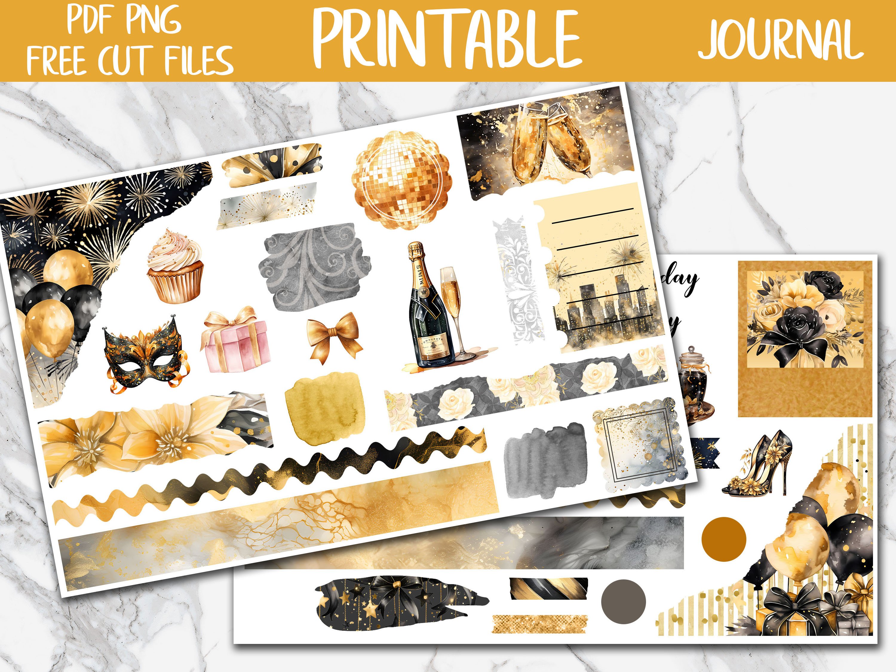 New Years | 2026 NYE Bullet Journal Printable Stickers, Diary Digital ...