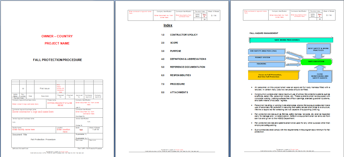 Fall Protection Procedure Example SPR - Fall Protection Procedure Template for Construction