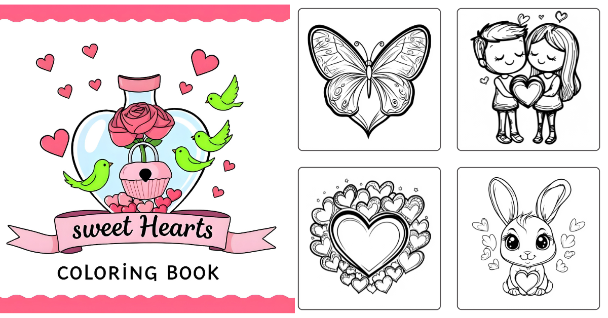 Bold and Easy Sweet Hearts Coloring Book