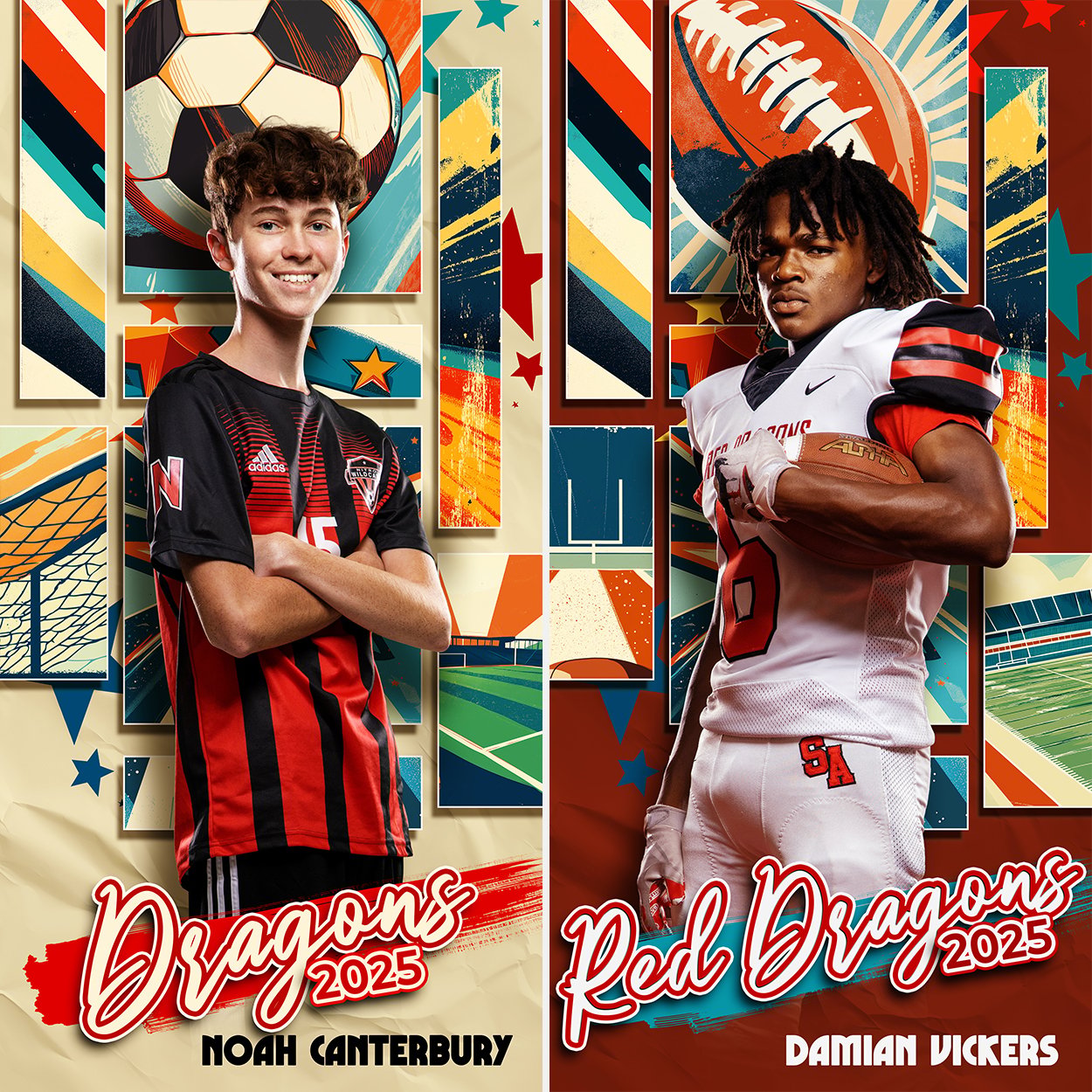 Painted Photoshop Template, Digital Background, Layered Design, Multi Sport, Retro, Team and School Photographers, Photo Day, Media Day, Sports Pics, Customizable