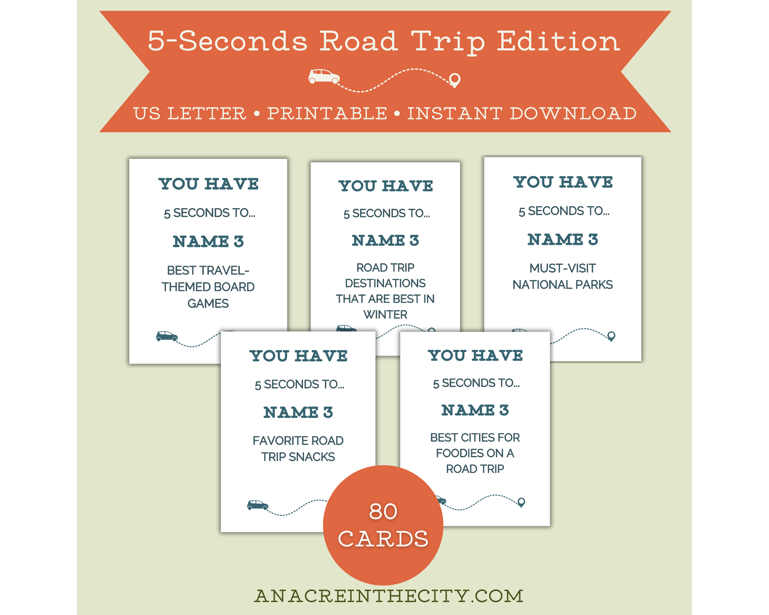 Travel 5-Second Game – Fun Road Trip Game for Families & Friends ...