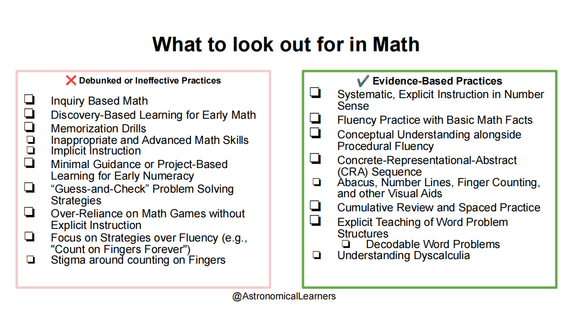 Green and red flags in math education