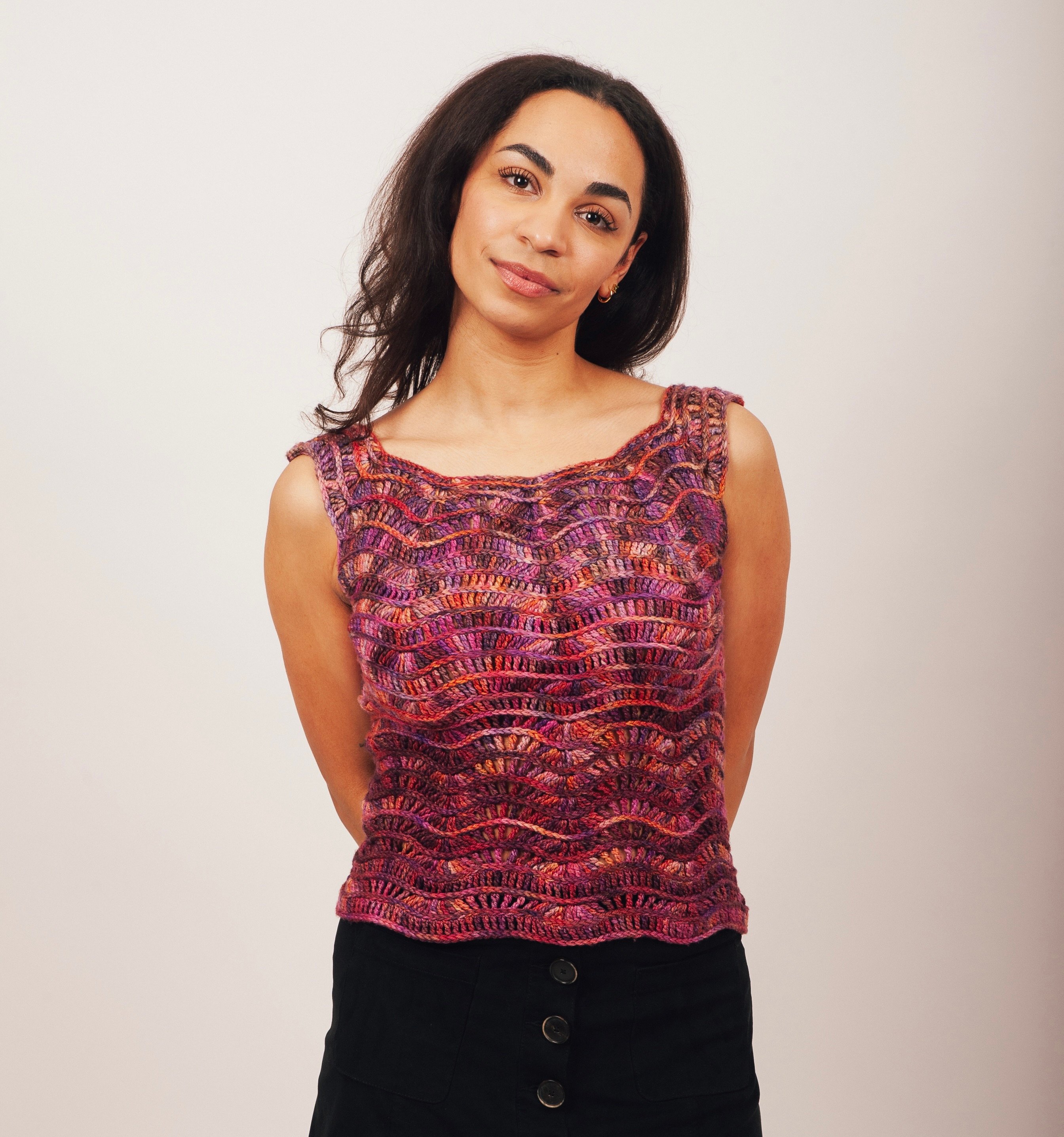 Crochet pattern sleevess sweater blouse ripple stitch Dora Ohrenstein design