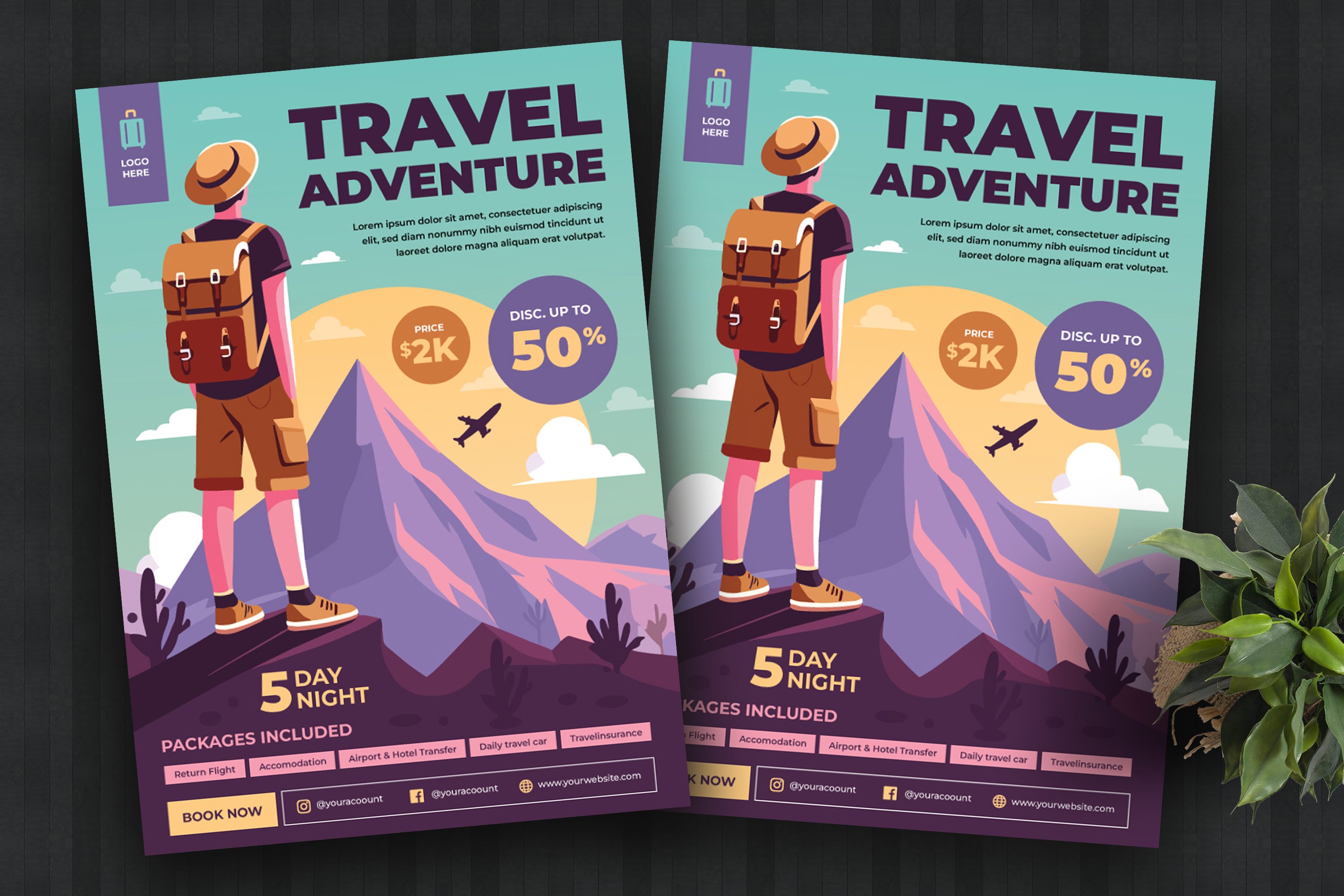 Travel adventure flyer template