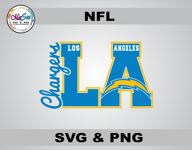 Los Angeles Chargers SVG and PNG digital design – NFL football team logo cut file for Cricut, Silhouette, sublimation, and DTF printing