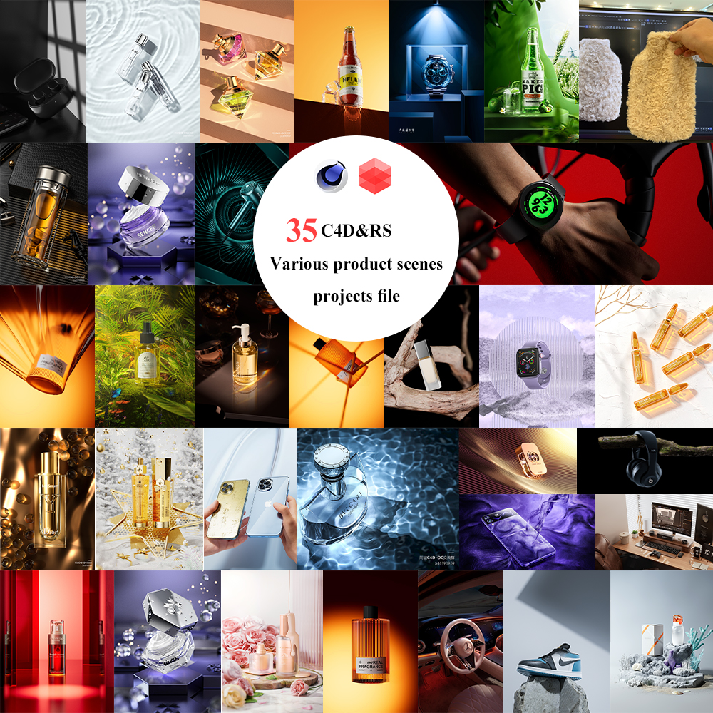 C4D and Redshift project file | collection Various Product Scenes 35 ...