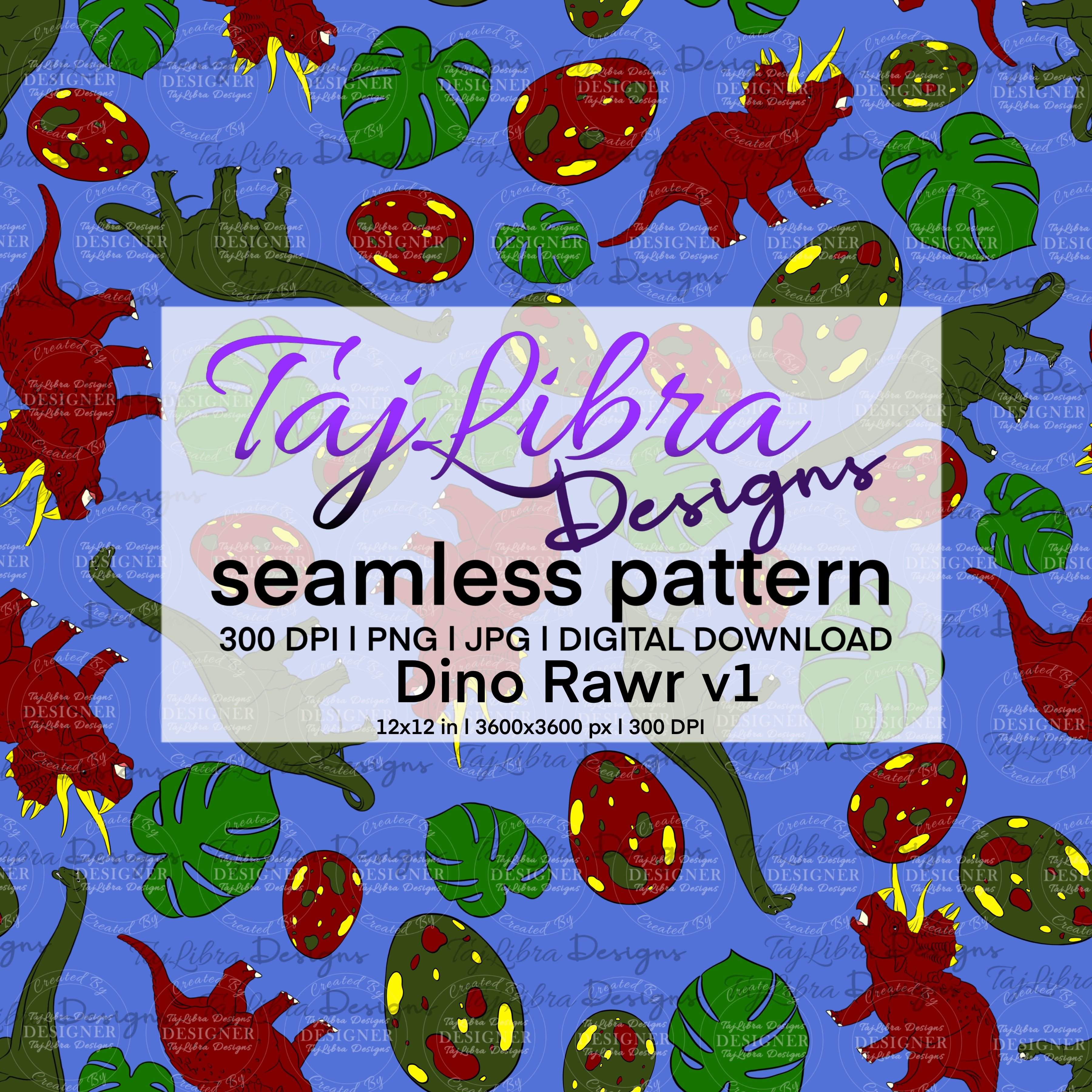 Dino Rawr | Seamless Pattern | Prehistoric | Dinosaur Clipart | Digital ...