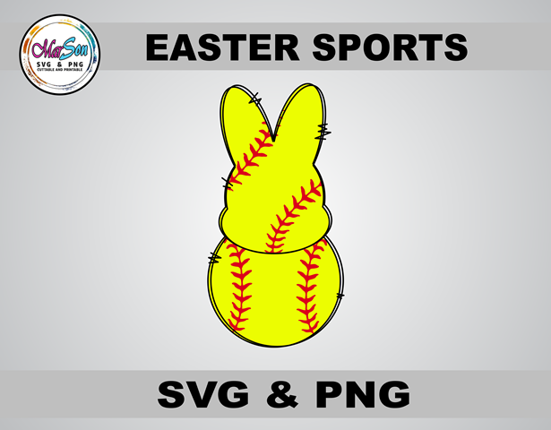 Easter Bunny Softball SVG and PNG digital design featuring a cute bunny playing softball. Perfect for Cricut and Silhouette projects, Easter sports-themed shirts, sublimation printing, DTF transfers, and DIY crafts. High-quality 300 DPI transparent PNG an
