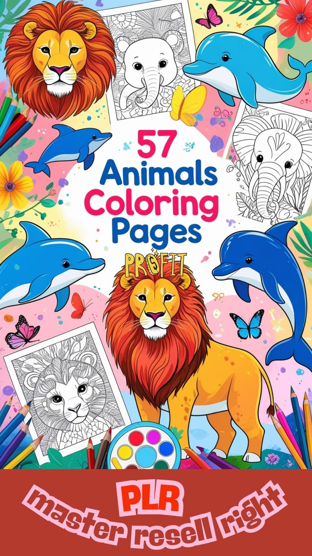 57 Animals Coloring Pages Master Resell Rights (PNG & SVG)