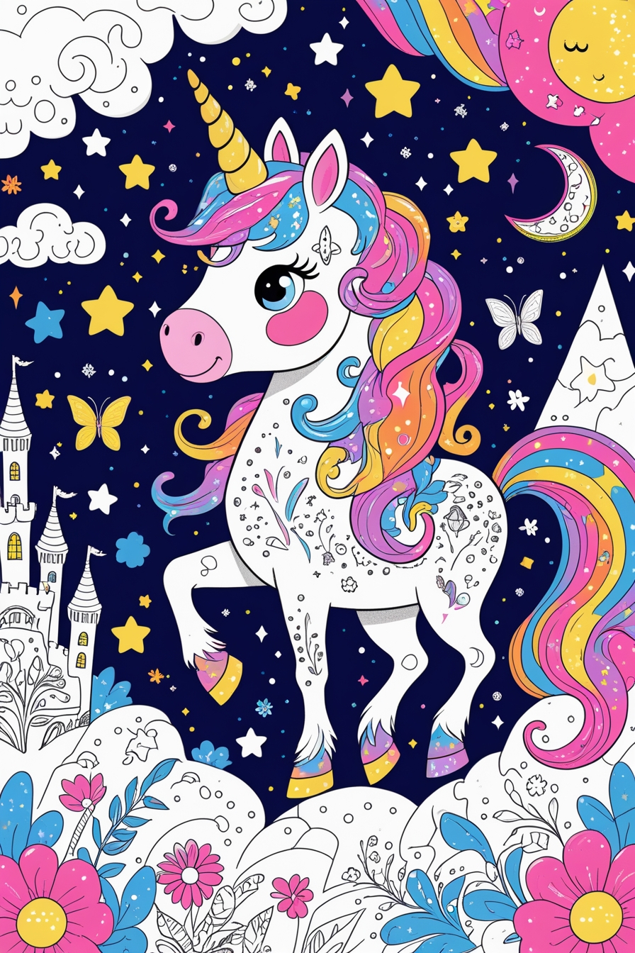 Unicorn Coloring Book FREE V01 Graphic - Digital & Printable Coloring Pages for Adults, Kids, and KDP Sellers