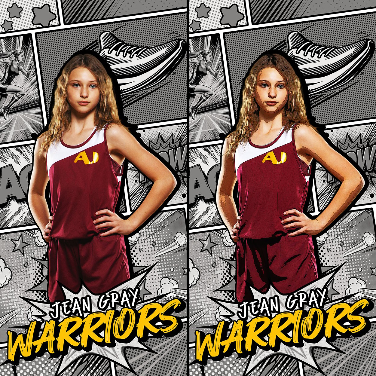 Comic Photoshop Template, Digital Backgrouond, Composite Photos, Multi Sport Design, Team Pics, Photo Day, Media Day, Comic Book, Fun, Portraits, Schools and Teams, T&I