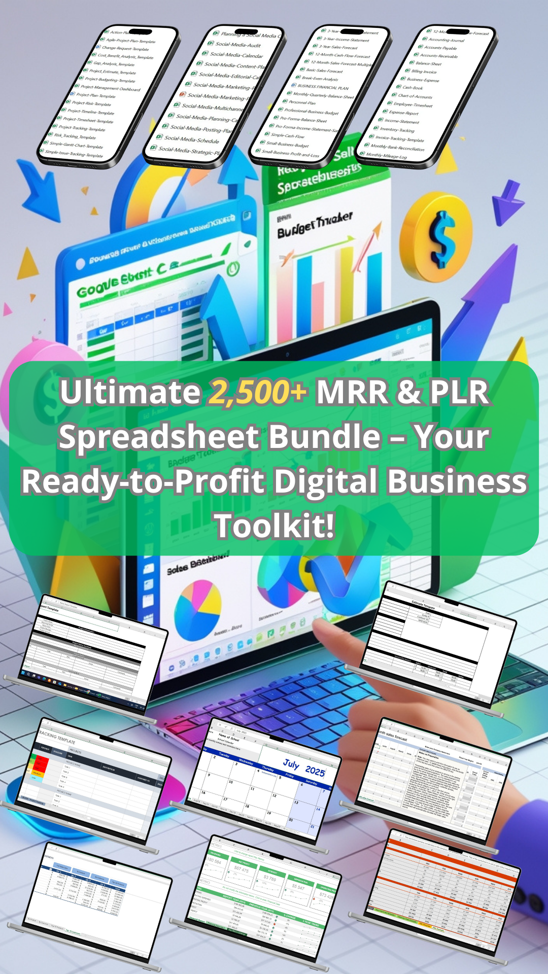 Excel Spreadsheet Google Sheet Template Bundle Done For You Master Resell Rights Digital Products PLR Budget Templates Business Templates