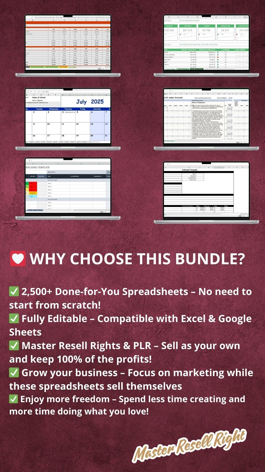 Excel Spreadsheet Google Sheet Template Bundle