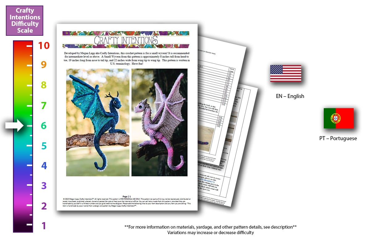 Small Wyvern Crochet Pattern by Crafty Intentions