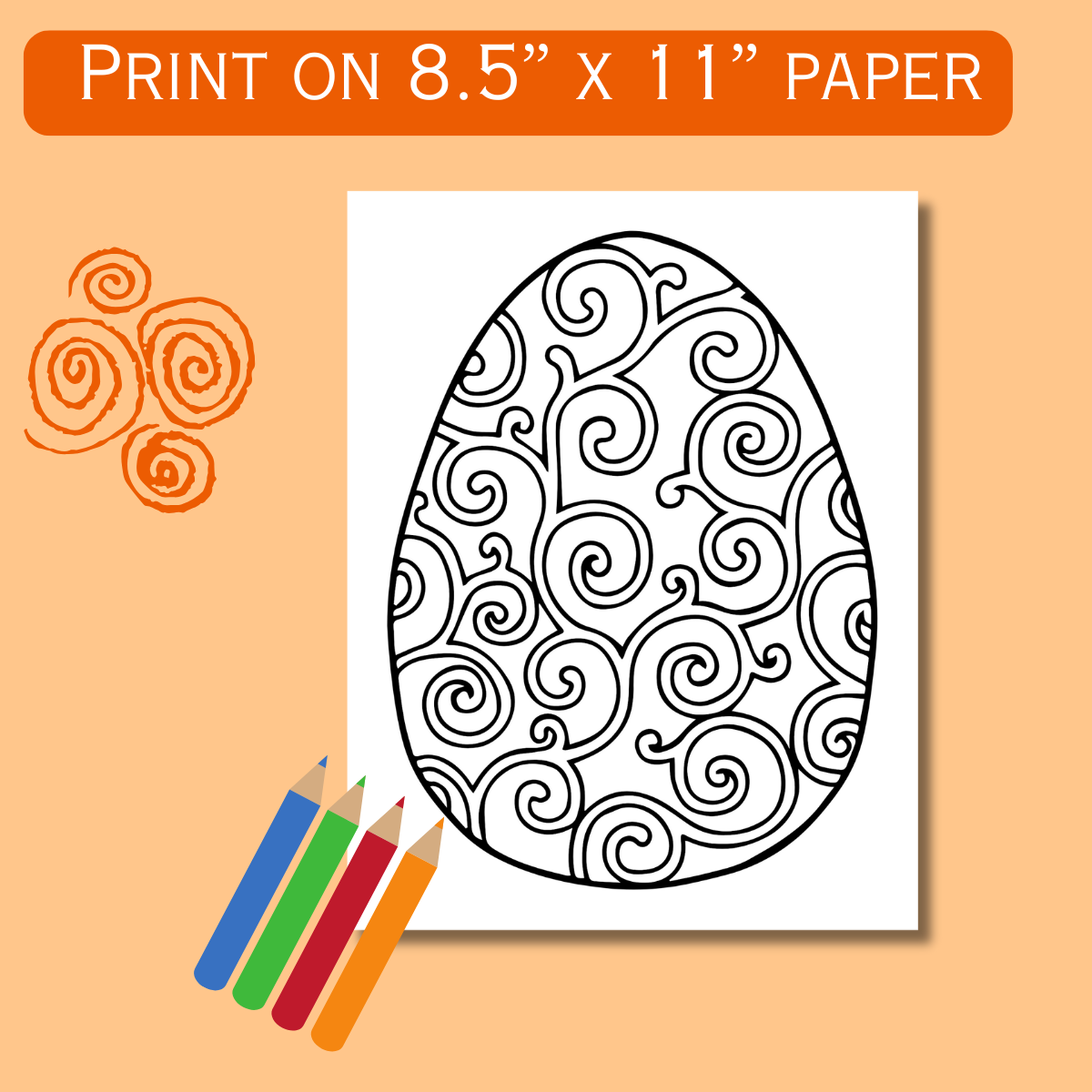 Easter Egg Patterns Coloring Page 8.5x11 inches