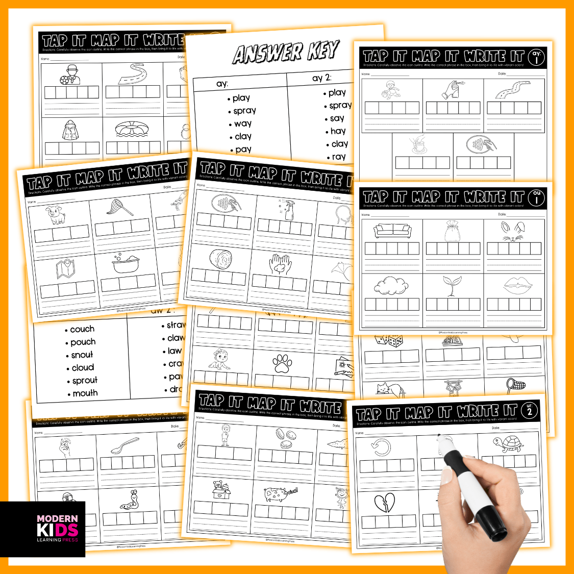 CVC Words - Map It Tap It Write It Read It - SOR Orthographic Word Mapping