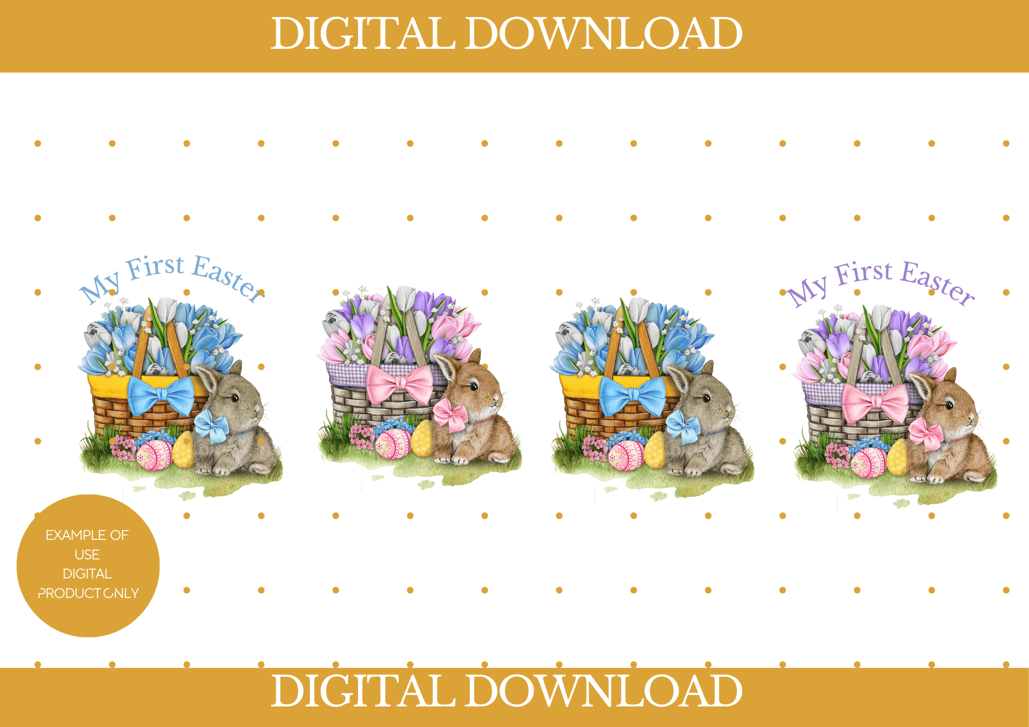 My First Easter Blue & Purple bunny with basket png - Payhip