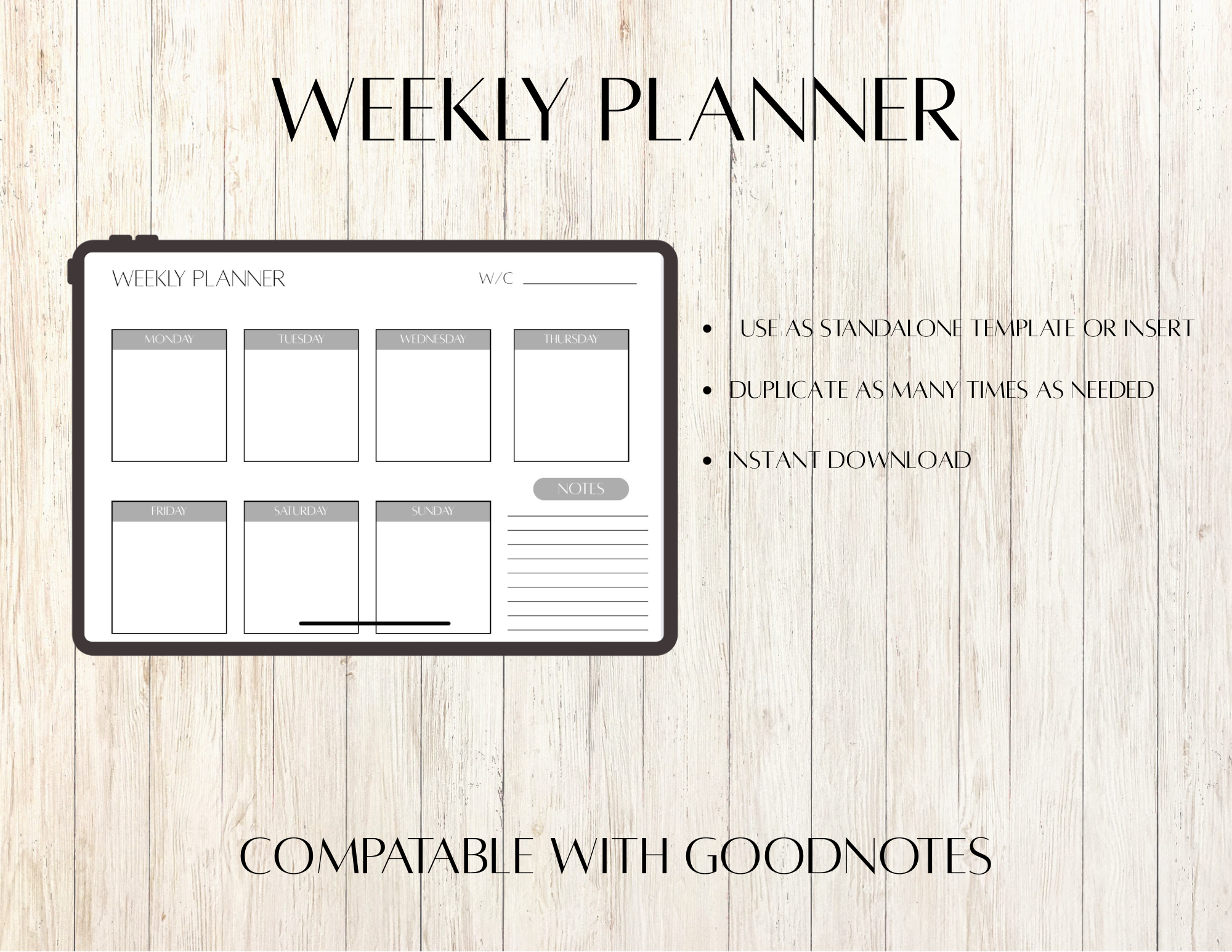Weekly Planner Insert | Printable & Digital | Standalone or Binder ...
