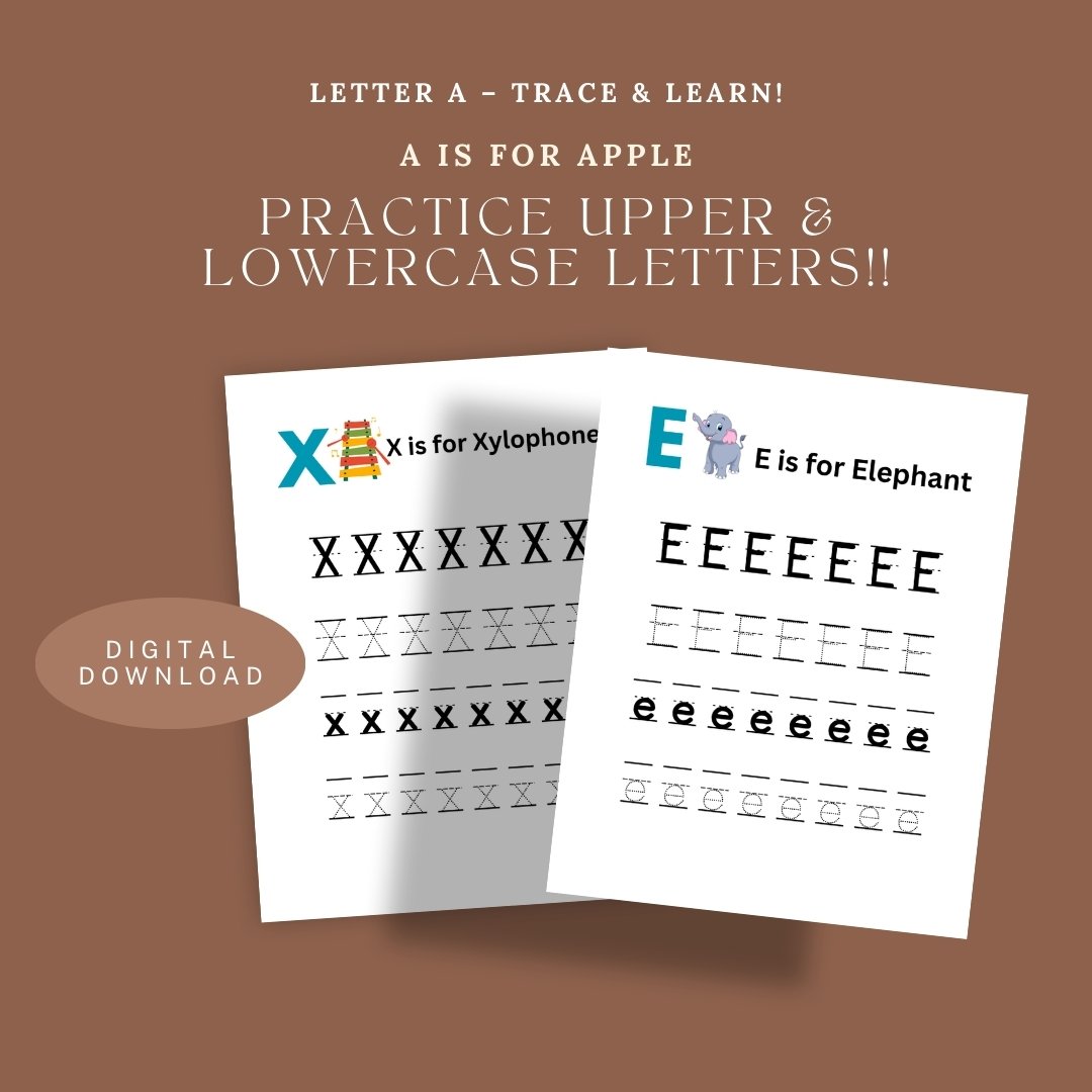 26 Alphabet Tracing Worksheets | Cute Animal ABC Practice | Handwriting Activity | Preschool & Kindergarten Printable | Homeschool Learning