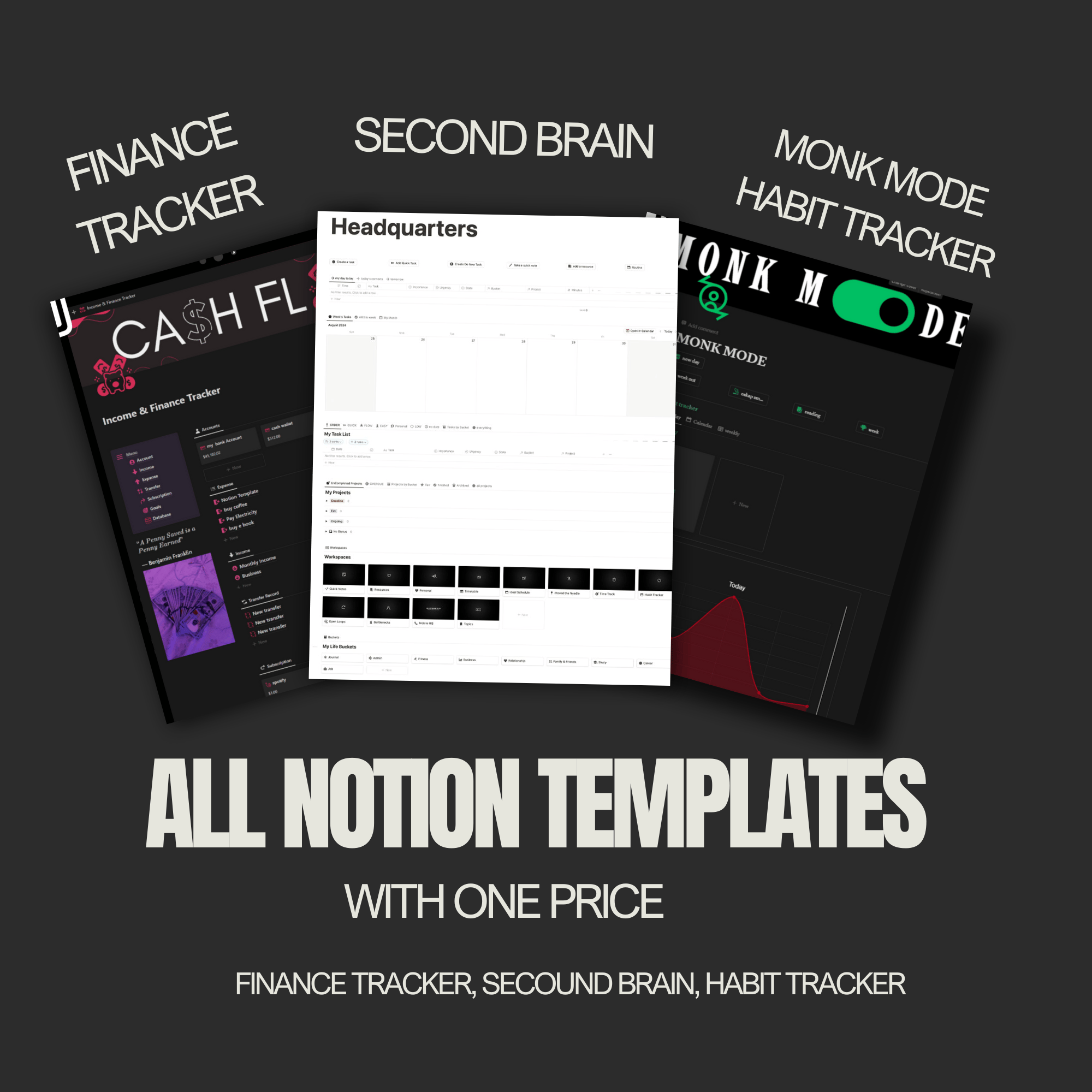 Ultimate Productivity Bundle: Second Brain Notion Template Monk Mode ...