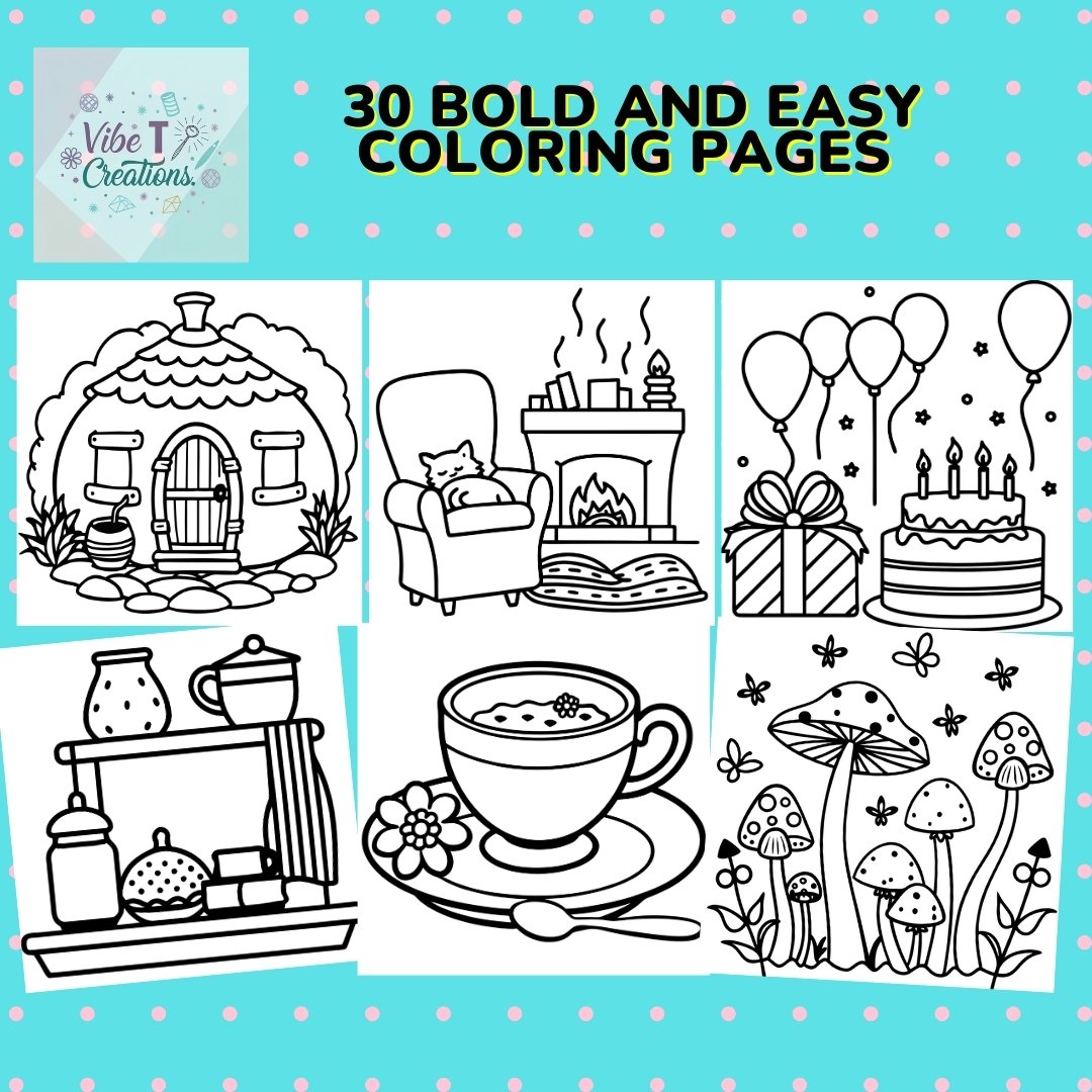 Easy Bold Animal Coloring Book for Kids | Cute & Comfy Coloring Pages | Simple Bold Digital Download | Printable Coloring Gift-coco wyo