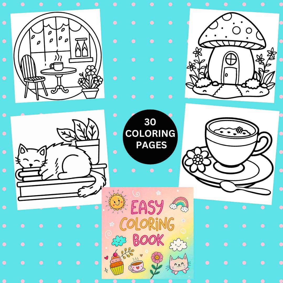 Easy Bold Animal Coloring Book for Kids | Cute & Comfy Coloring Pages | Simple Bold Digital Download | Printable Coloring Gift-coco wyo