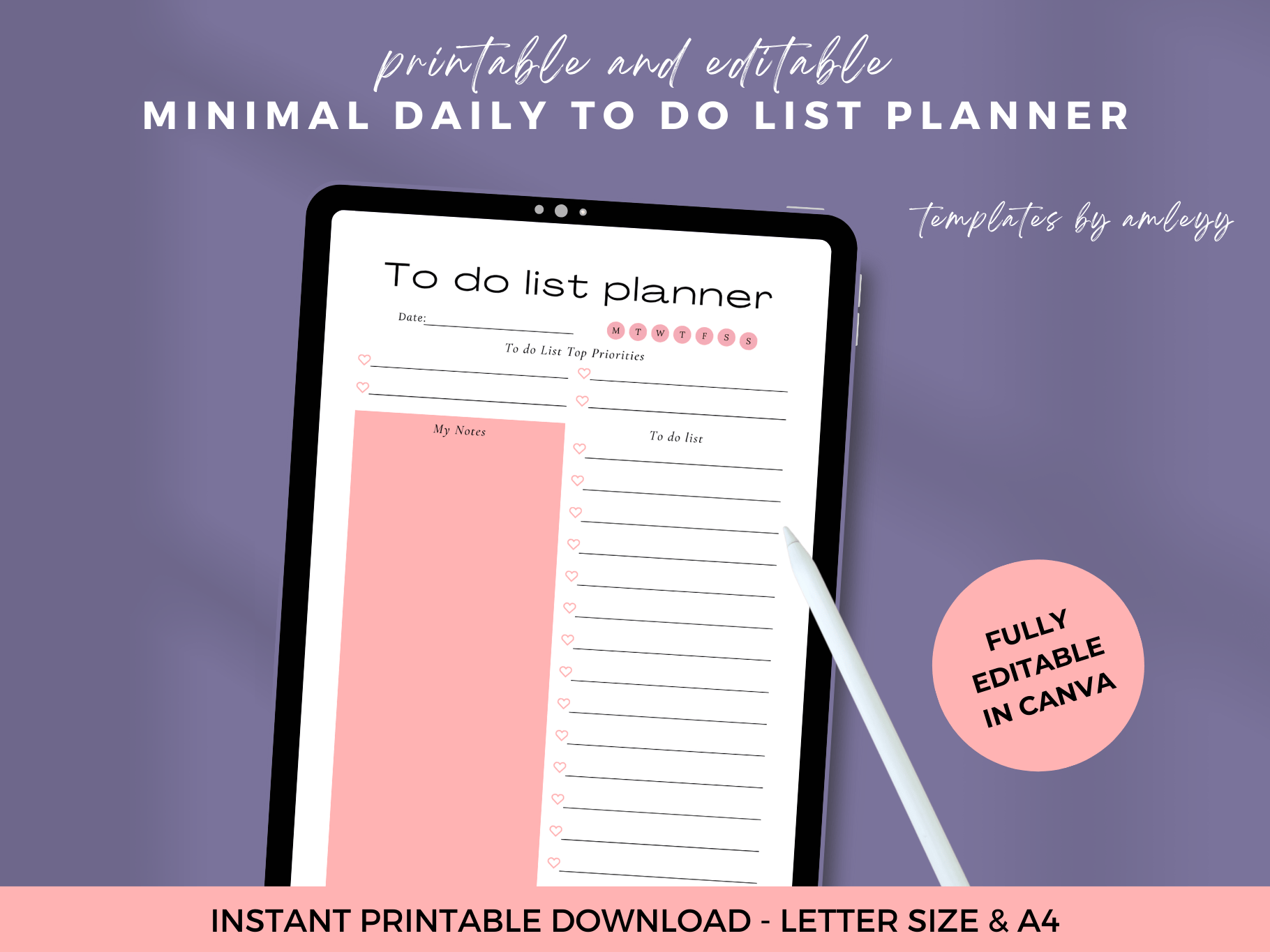 Digital Daily To-Do List Planner Canva Template | Customizable ...