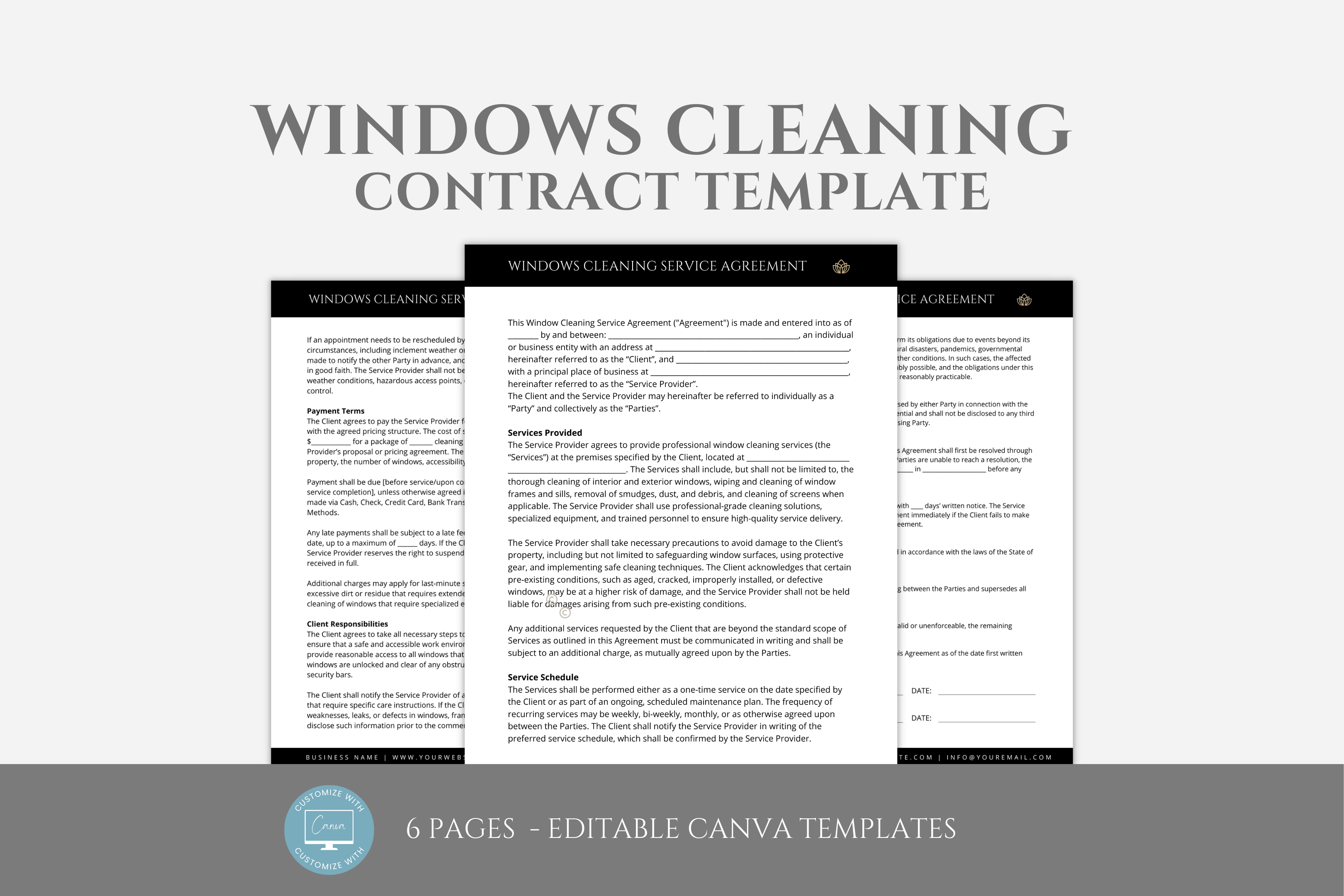 Editable Windows Cleaning Contract Template for Cleaning Service ...