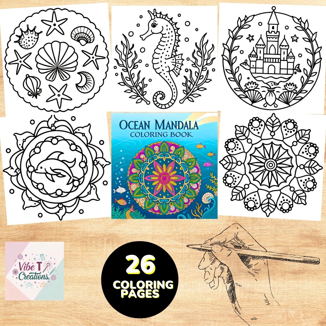 ocean-themed Mandala Coloring Pages for Adults and Kids, Bold and Easy Designs for Relaxation with Sea Life (Bold & Easy Coloring)