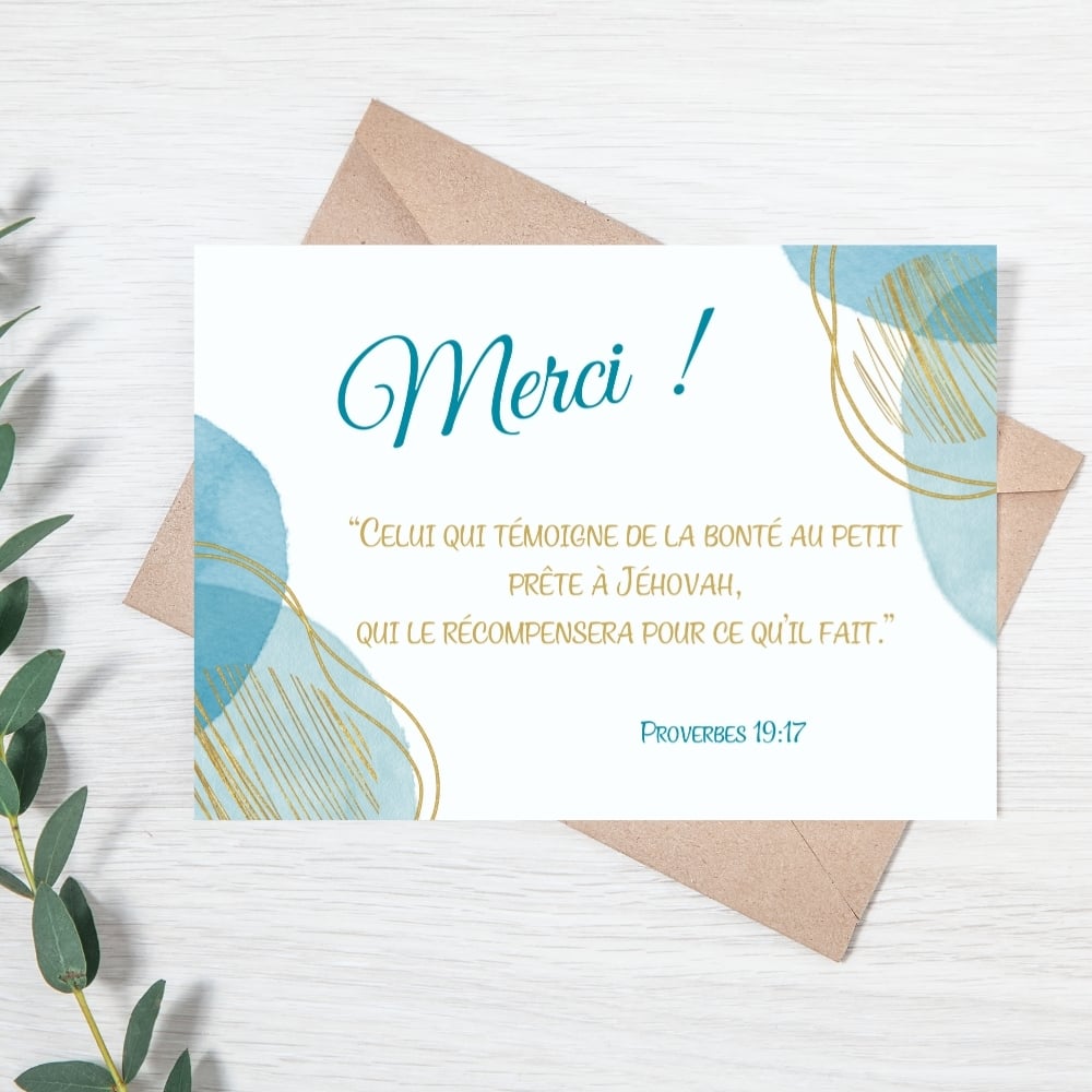 Cartes de remerciement JW Proverbes 19:17