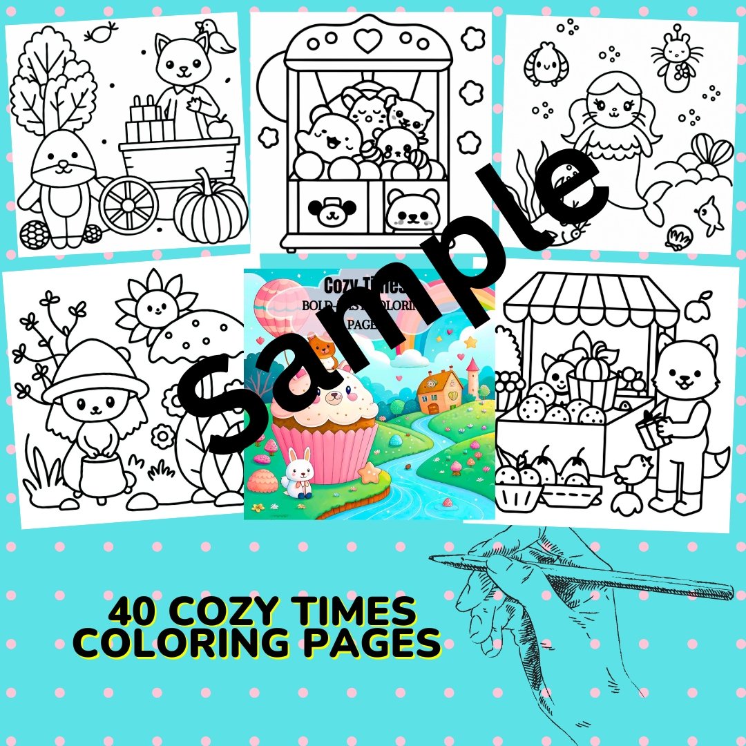 Cozy Times: Cute Animal Characters in Cozy Hygge Moments Coloring Book For All Ages| 40 Digital Coloring Pages (Printable, PDF Download)