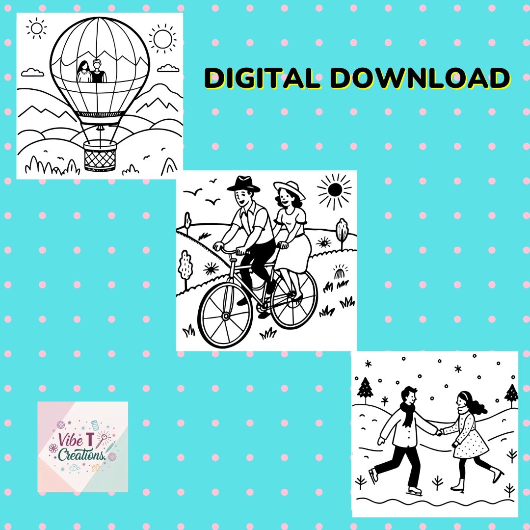 Couple Moments: Cozy Activities of a Couple with Cute Pets Coloring Book | 40 Digital Coloring Pages (Printable, PDF Download)