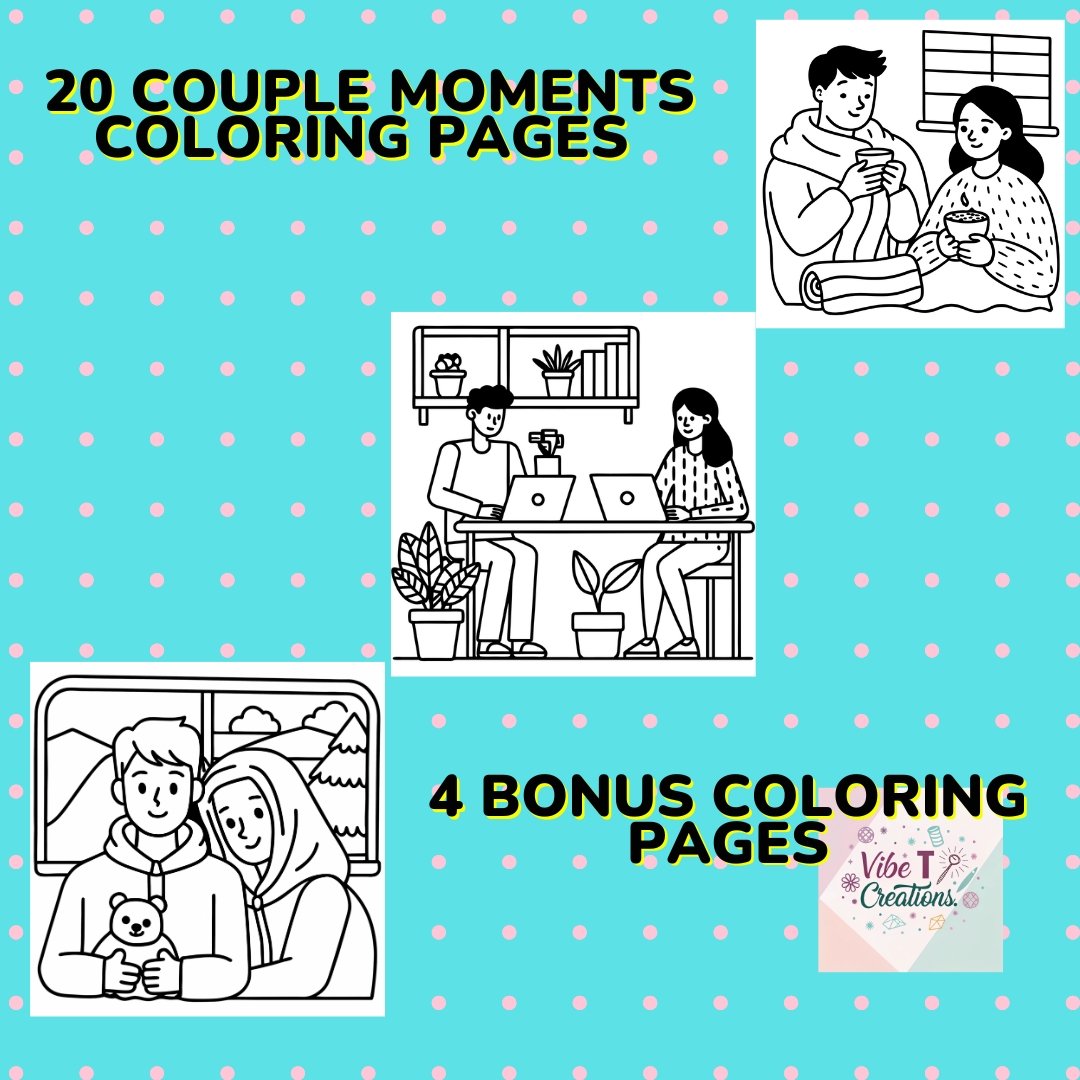 Couple Moments: Cozy Activities of a Couple with Cute Pets Coloring Book | 40 Digital Coloring Pages (Printable, PDF Download)