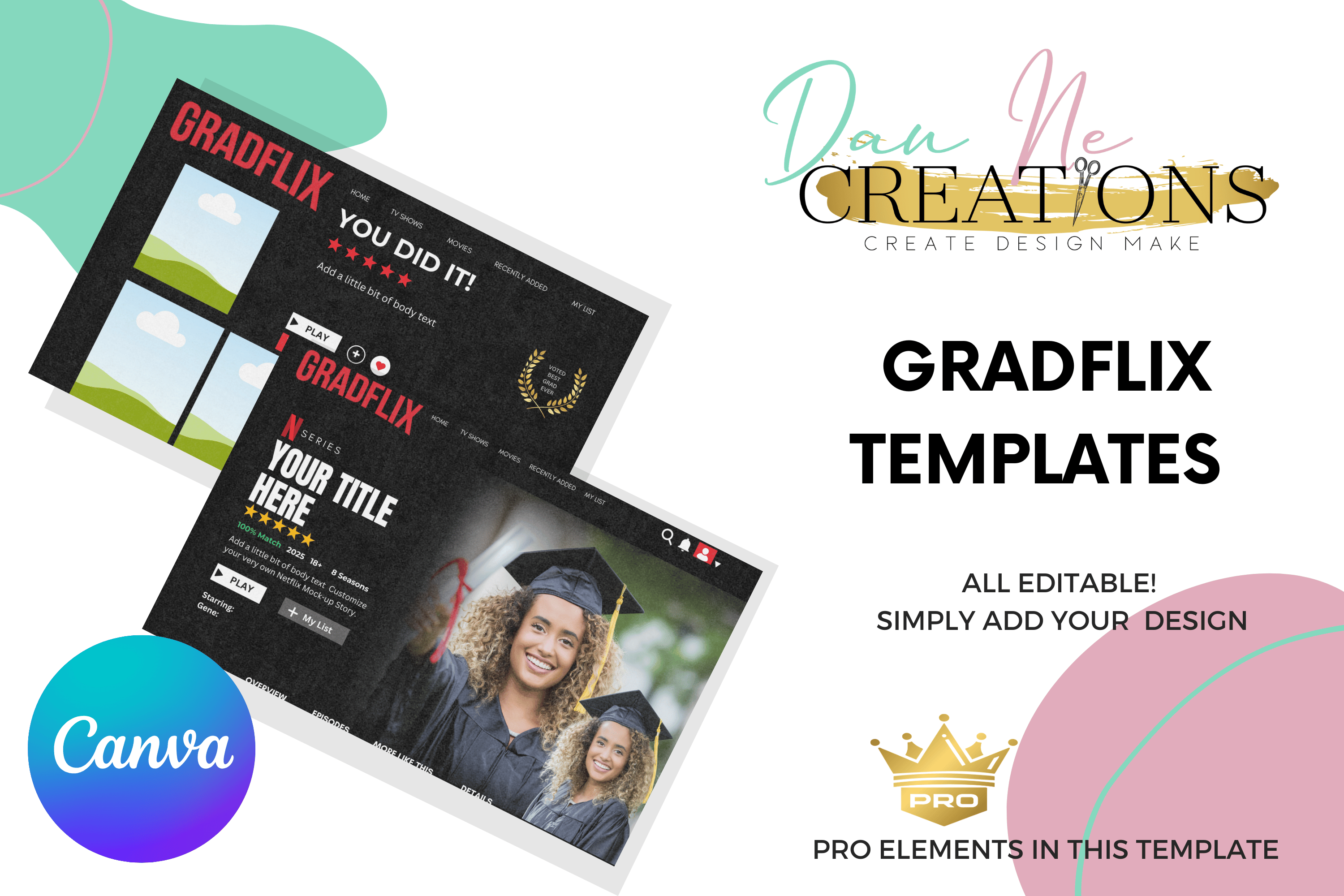 Netflix Grad Posters GRAD NETFLIX CANVA Template